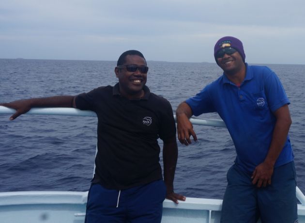 Jovilisi and Joji take a break from spotting whales - by Dan