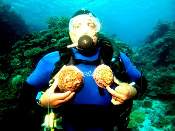 Richie cross dressing underwater: taken by Tony