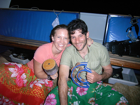 Brett & Stephanie enjoying the Kava night on Nai'a - taken by Susan