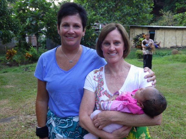 Sonja and Kathy with their new baby