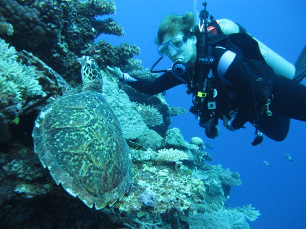 Turtle and Cheryl R. both pose for Sarah to snap them at Mount Mutiny.