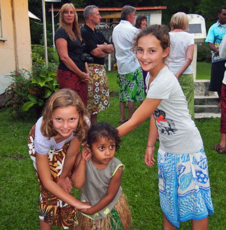 Parri and Malia in Somosomo Village.