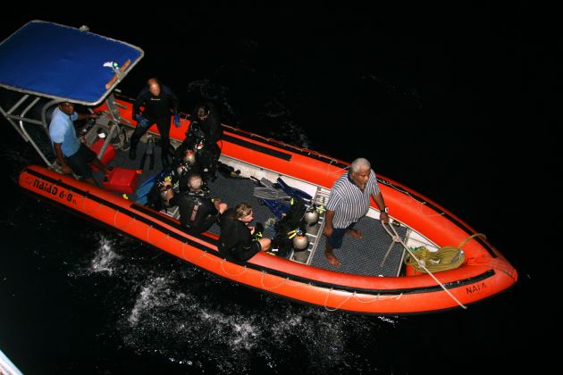 Ready for a night dive: taken by Randy