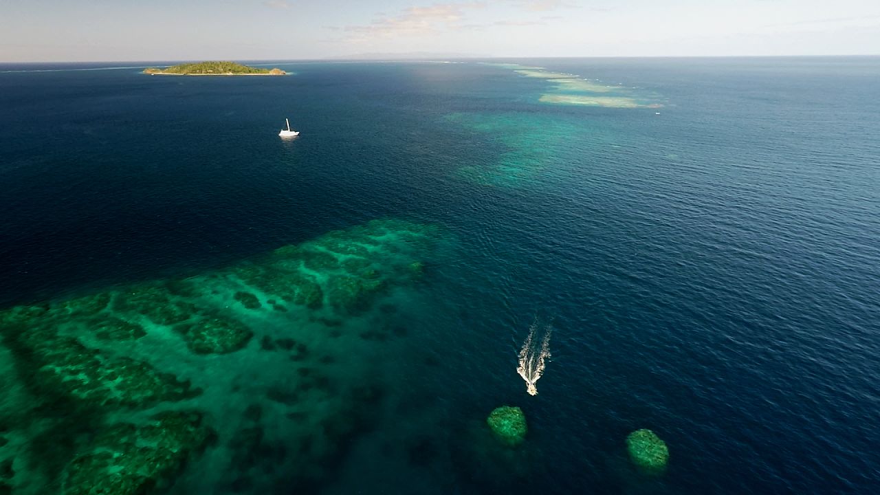 And the resulting aerial: the Mushrooms at Namena, by Rob